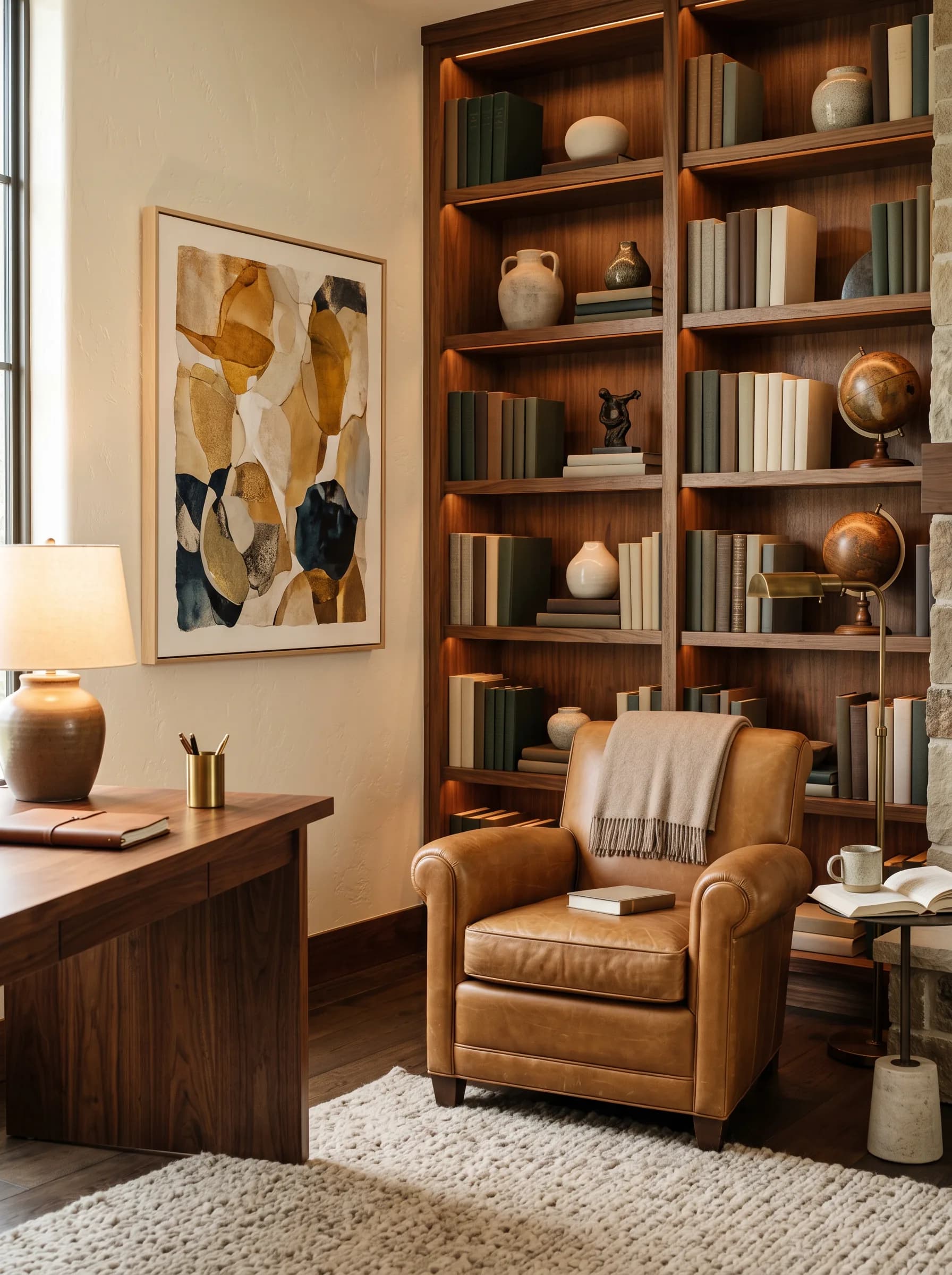 A warm, private study representing comprehensive wealth planning